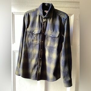 Reiss Newstead Black and Green Plaid Shirt Jacket